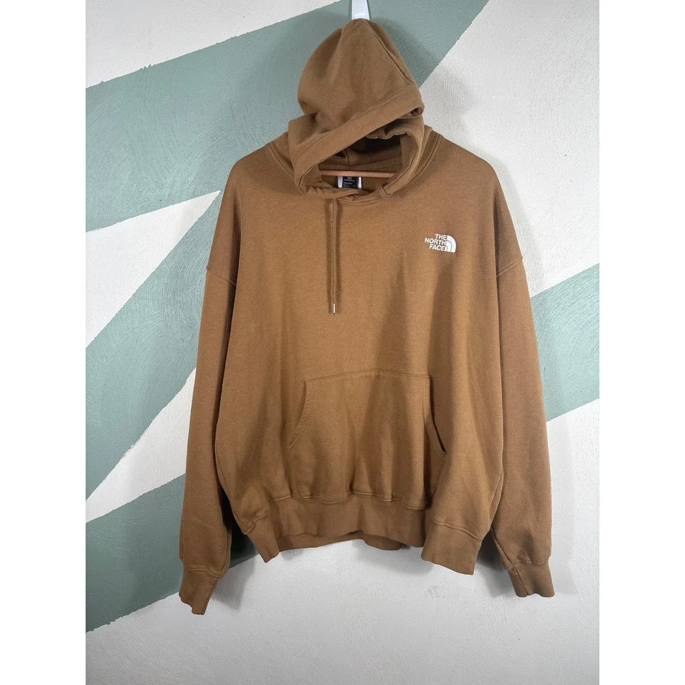 The North Face Men Size XL Brown Circular Design Fleece Sweatshirt Hoodie Jacket